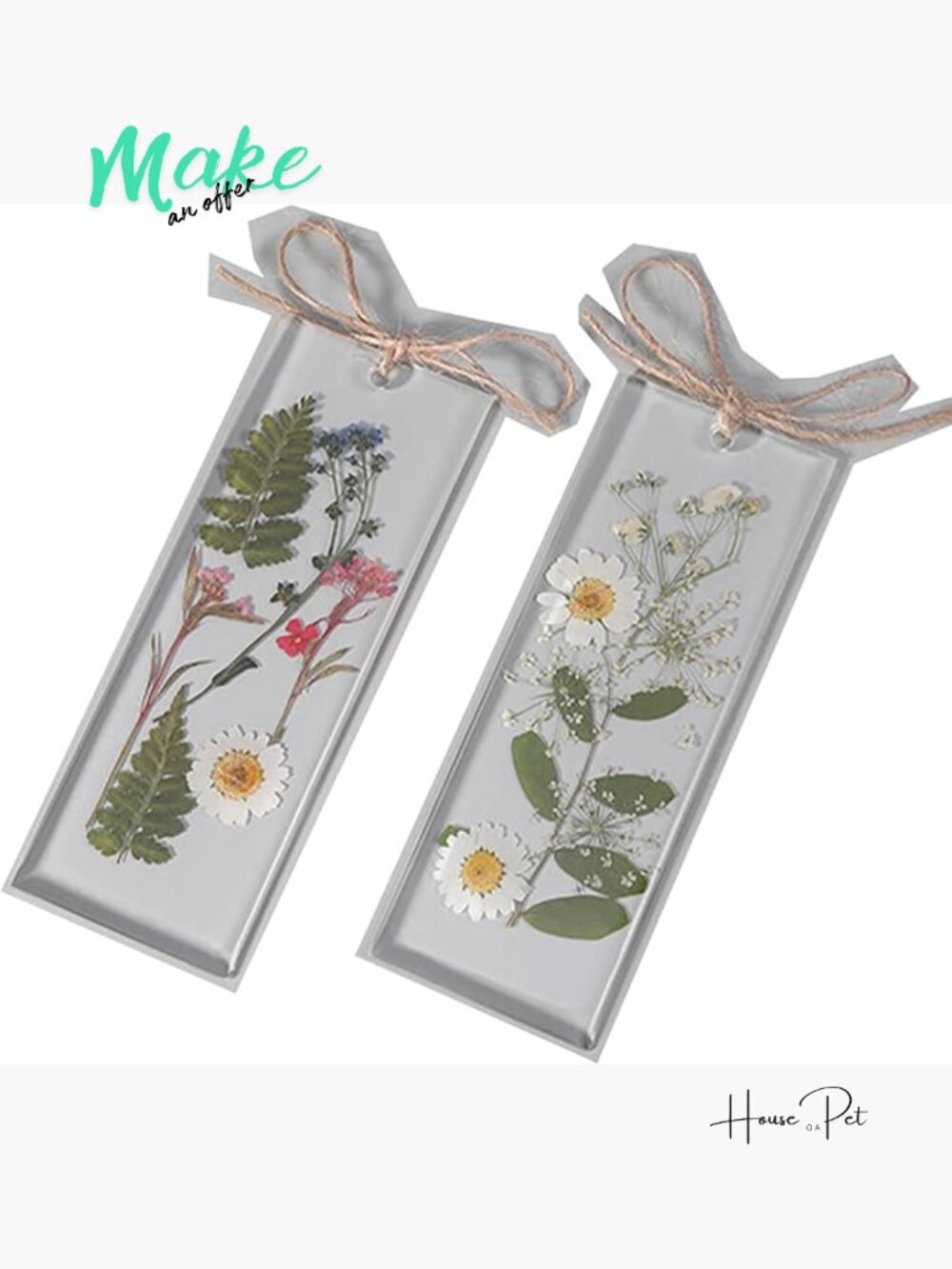 Real Dried Flower Bookmarks - Set of 2 Handmade Pressed Flower Bookmarks